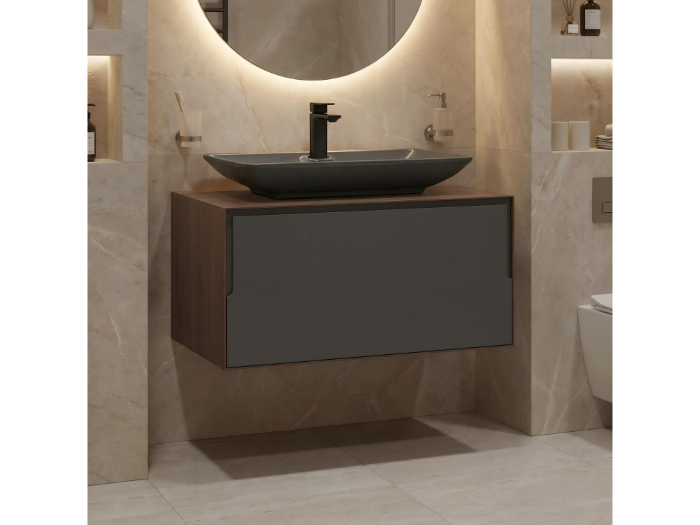 Szafka pod umywalkę „Craft 80” – 80 x 50 x 40 cm – orzech / antracyt