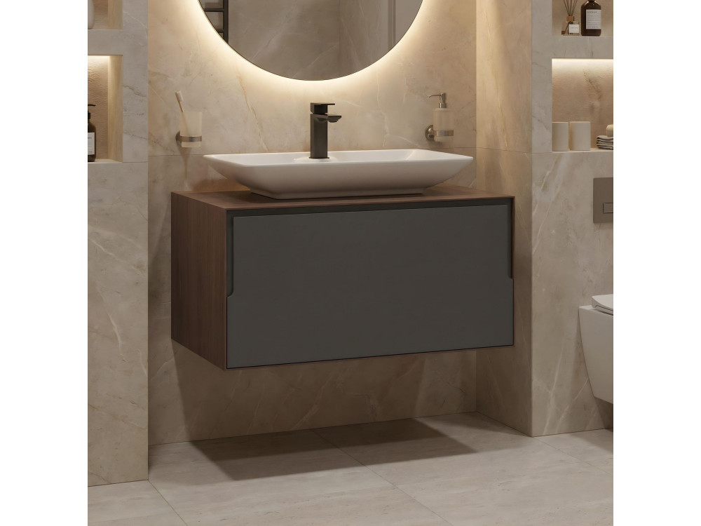 Szafka pod umywalkę „Craft 80” – 80 x 50 x 40 cm – orzech / antracyt