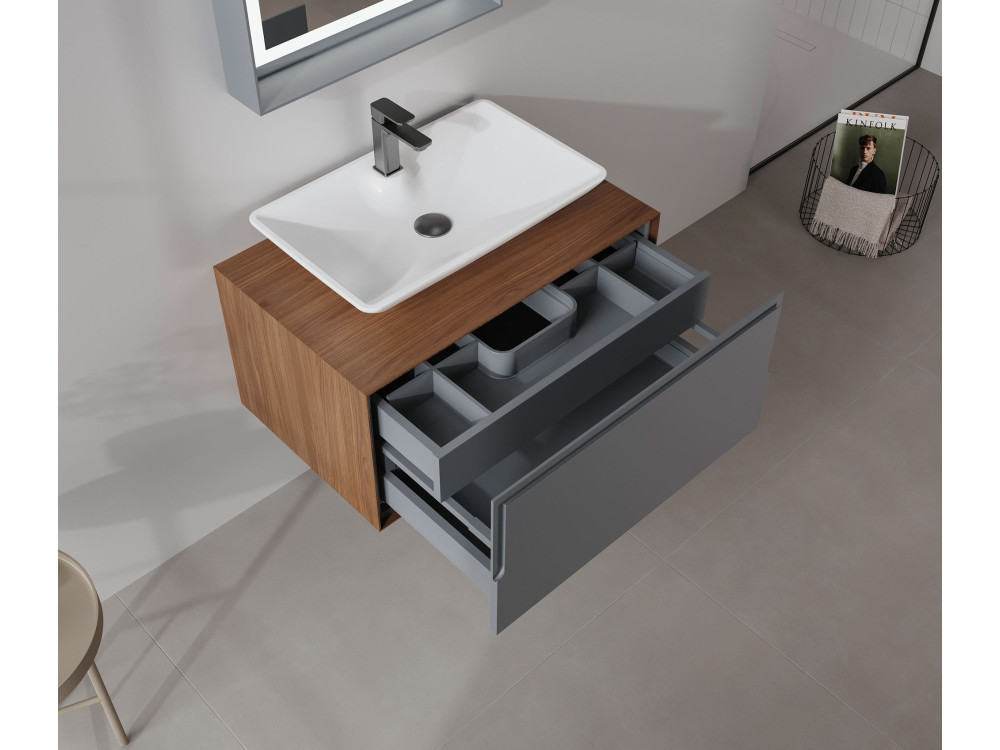 Szafka pod umywalkę „Craft 80” – 80 x 50 x 40 cm – orzech / antracyt