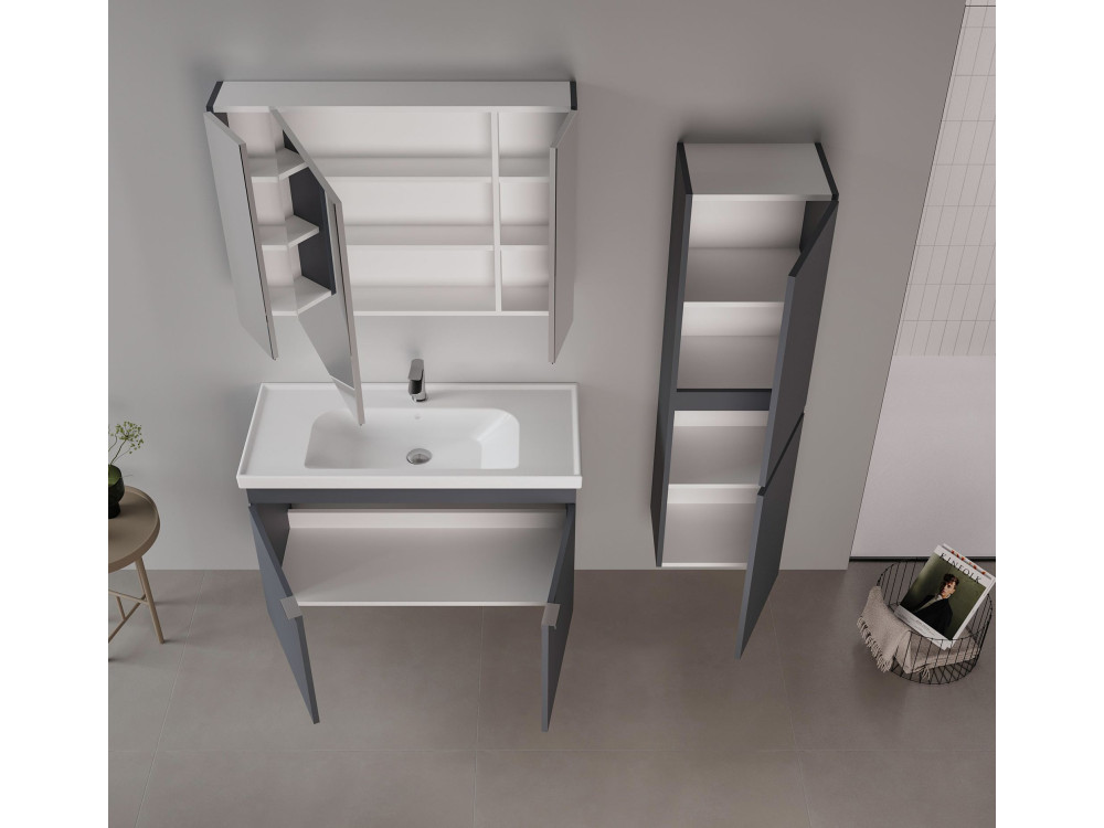 Szafka pod umywalkę „Desna 100” – 100 x 45 x 58 cm – matowy antracyt
