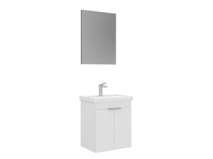 Zestaw szafki pod umywalkę z lustrem (2 elementy) „Desna 50” – 50 x 38 x 58 cm – matowa biel