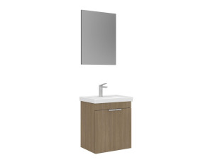 Zestaw szafki pod umywalkę z lustrem (2 elementy) „Desna 50” – 50 x 38 x 58 cm – dąb