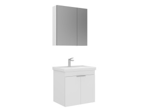 Zestaw szafki pod umywalkę z lustrem (2 elementy) „Desna 60” – 60 x 45 x 58 cm – matowa biel