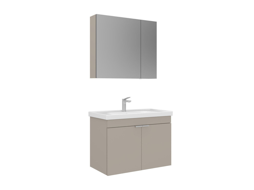 Zestaw szafki pod umywalkę z lustrem (2 elementy) „Desna 80” – 80 x 45 x 58 cm – kolor piaskowy