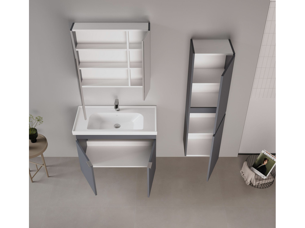 Szafka pod umywalkę „Desna 90” – 90 x 45 x 58 cm – matowy antracyt