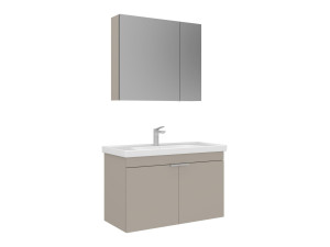 Zestaw szafki pod umywalkę z lustrem (2 elementy) „Desna 90” – 90 x 45 x 58 cm – kolor piaskowy