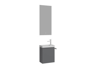 Zestaw szafki pod umywalkę z lustrem (2 elementy) „Ferla 40” – 40 x 22 x 50 cm – matowa szarość