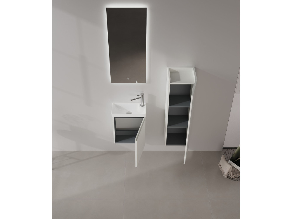Zestaw szafki pod umywalkę z lustrem (2 elementy) „Ferla 40” – 40 x 22 x 50 cm – matowy kolor kaszmir