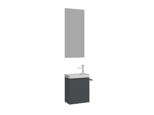 Zestaw szafki pod umywalkę z lustrem (2 elementy) „Ferla 40” – 40 x 22 x 50 cm – matowy antracyt
