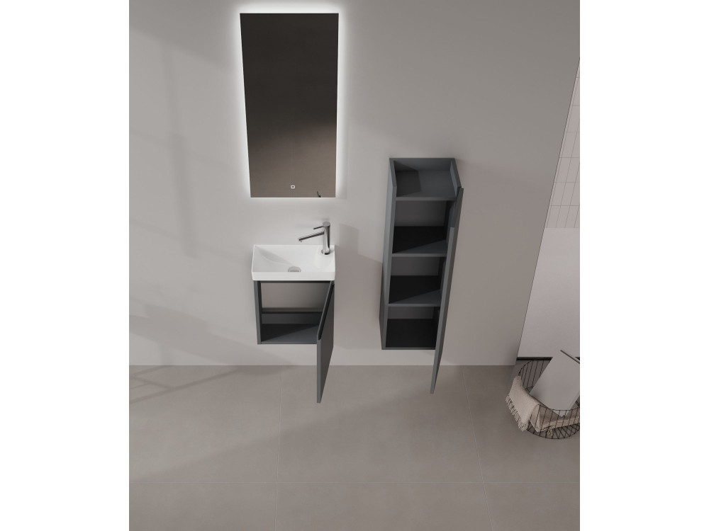 Zestaw szafki pod umywalkę z lustrem (2 elementy) „Ferla 40” – 40 x 22 x 50 cm – matowy antracyt