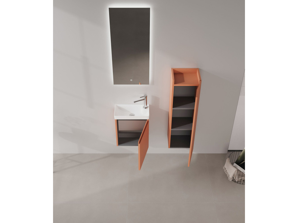 Zestaw szafki pod umywalkę z lustrem (2 elementy) „Ferla 40” – 40 x 22 x 50 cm – kolor Matte Cinnamon