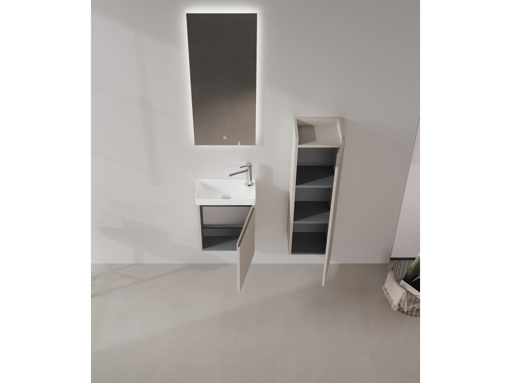Zestaw szafki pod umywalkę z lustrem (2 elementy) „Ferla 40” – 40 x 22 x 50 cm – kolor Matte Mink