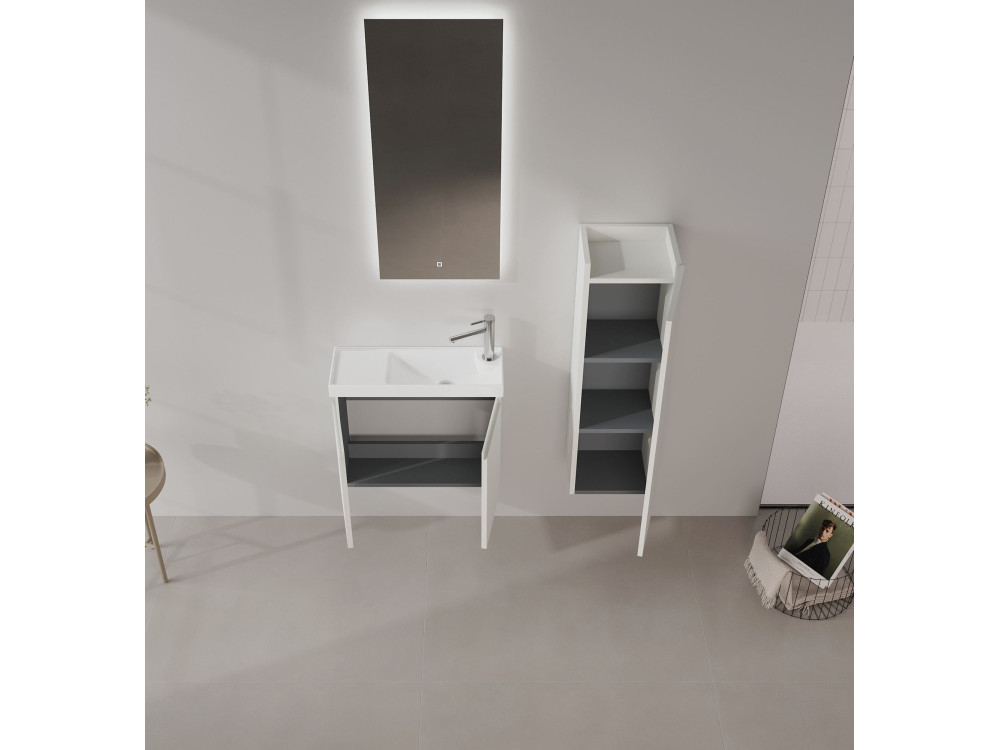 Zestaw szafki pod umywalkę z lustrem (2 elementy) „Ferla 60” – 60 x 22 x 50 cm – matowy kolor kaszmiru