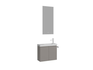 Zestaw szafki pod umywalkę z lustrem (2 elementy) „Ferla 60” – 60 x 22 x 50 cm – kolor Matte Mink