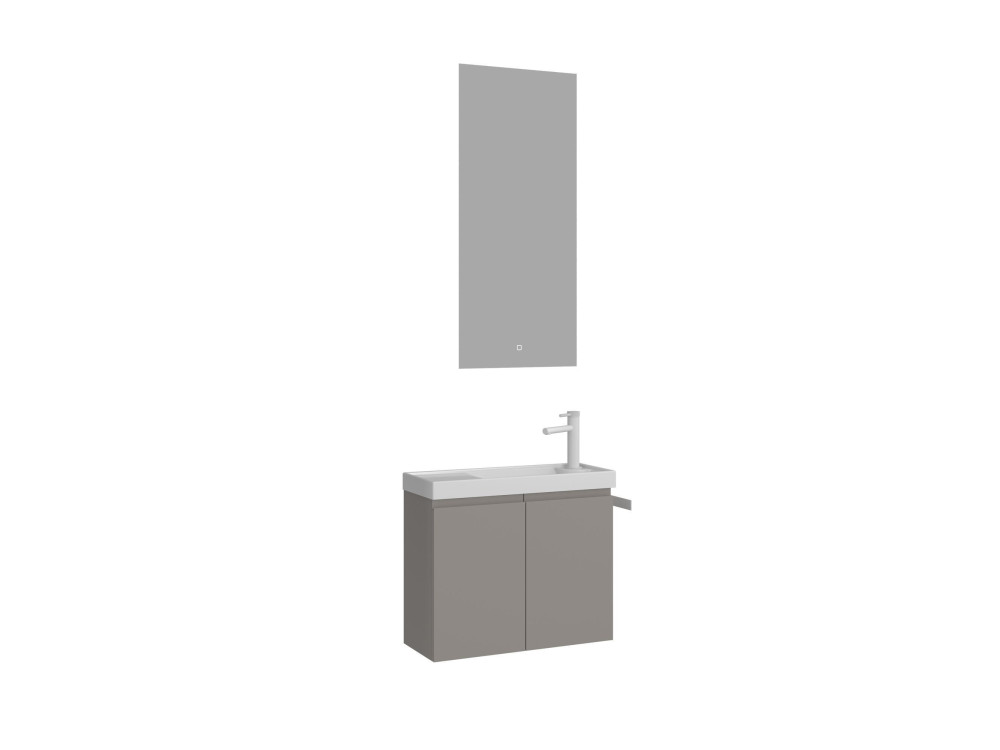 Zestaw szafki pod umywalkę z lustrem (2 elementy) „Ferla 60” – 60 x 22 x 50 cm – kolor Matte Mink