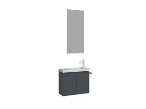 Zestaw szafki pod umywalkę z lustrem (2 elementy) „Ferla 60” – 60 x 22 x 50 cm – matowy antracyt