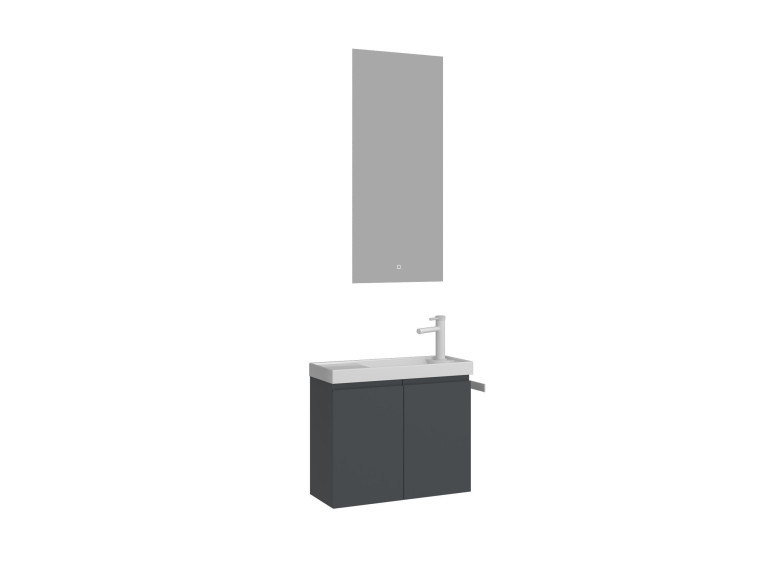 Zestaw szafki pod umywalkę z lustrem (2 elementy) „Ferla 60” – 60 x 22 x 50 cm – matowy antracyt