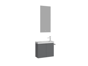 Zestaw szafki pod umywalkę z lustrem (2 elementy) „Ferla 60” – 60 x 22 x 50 cm – matowa szarość