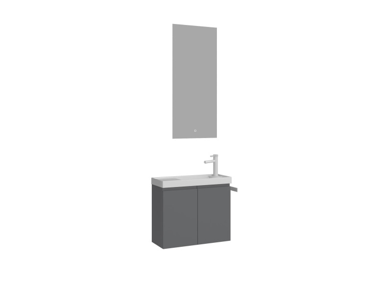 Zestaw szafki pod umywalkę z lustrem (2 elementy) „Ferla 60” – 60 x 22 x 50 cm – matowa szarość