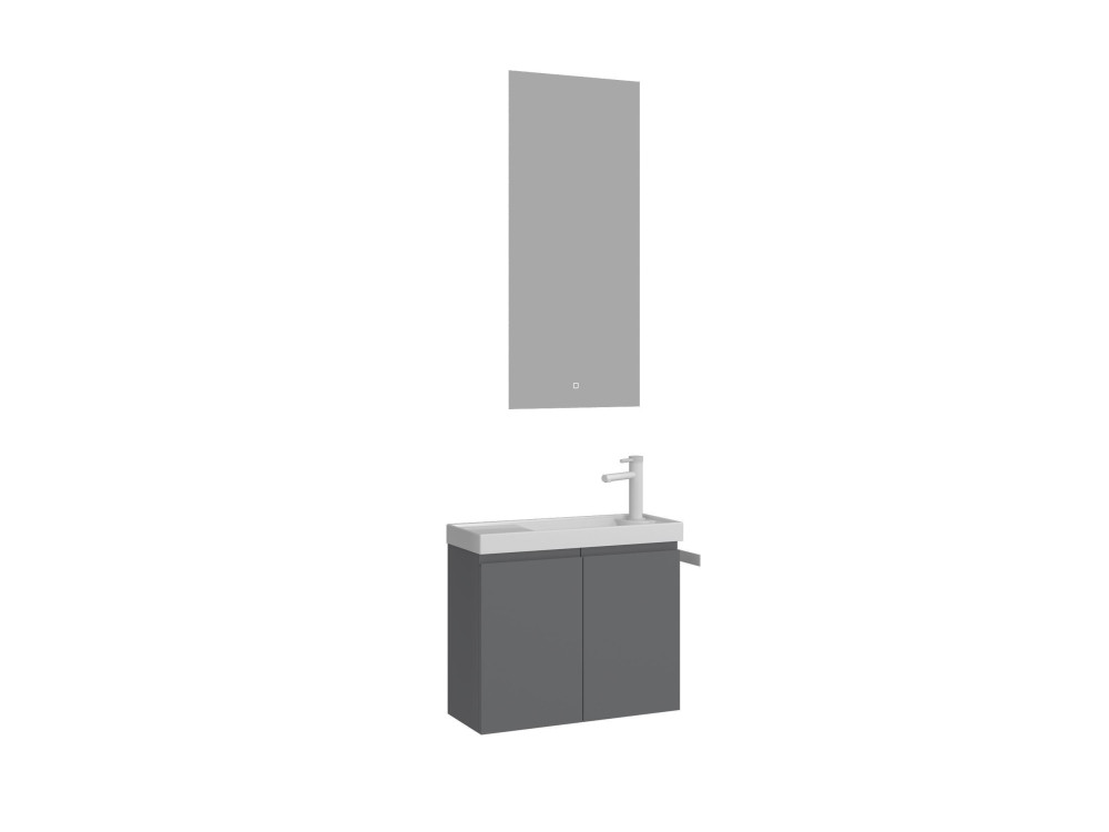 Zestaw szafki pod umywalkę z lustrem (2 elementy) „Ferla 60” – 60 x 22 x 50 cm – matowa szarość