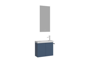Zestaw szafki pod umywalkę z lustrem (2 elementy) „Ferla 60” – 60 x 22 x 50 cm – matowy niebieski