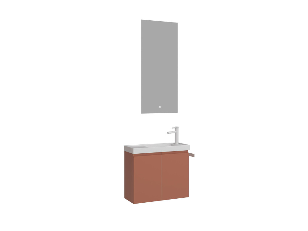 Zestaw szafki pod umywalkę z lustrem (2 elementy) „Ferla 60” – 60 x 22 x 50 cm – kolor Matte Cinnamon