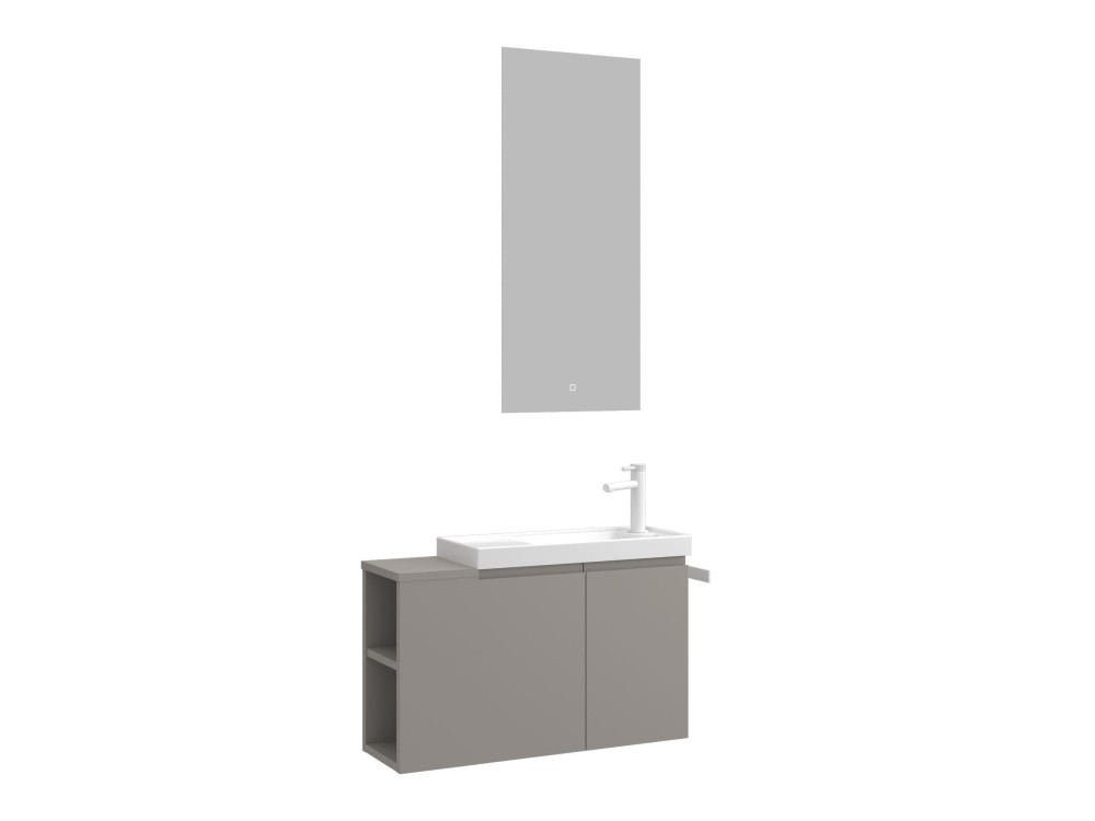 Zestaw szafki pod umywalkę z lustrem (2 elementy) „Ferla 80” – 80 x 22 x 45 cm – kolor Matte Mink