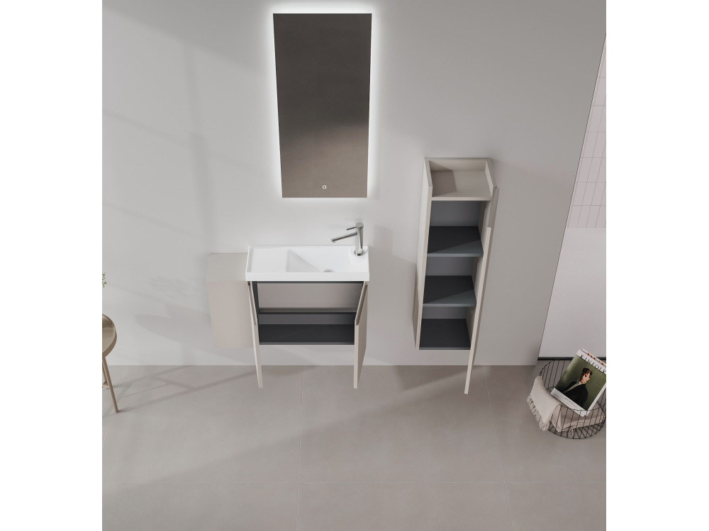 Zestaw szafki pod umywalkę z lustrem (2 elementy) „Ferla 80” – 80 x 22 x 45 cm – kolor Matte Mink
