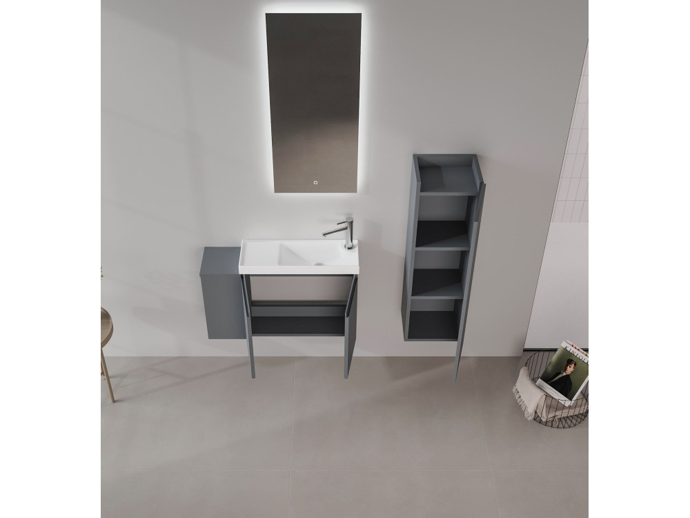 Zestaw szafki pod umywalkę z lustrem (2 elementy) „Ferla 80” – 80 x 22 x 45 cm – matowy antracyt