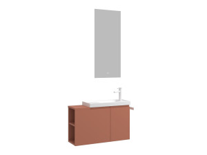 Zestaw szafki pod umywalkę z lustrem (2 elementy) „Ferla 80” – 80 x 22 x 45 cm – kolor Matte Cinnamon