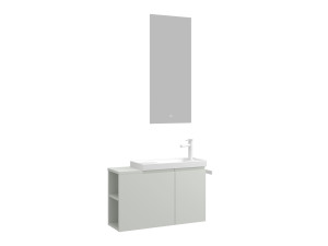 Zestaw szafki pod umywalkę z lustrem (2 elementy) „Ferla 80” – 80 x 22 x 45 cm – matowy kolor kaszmiru