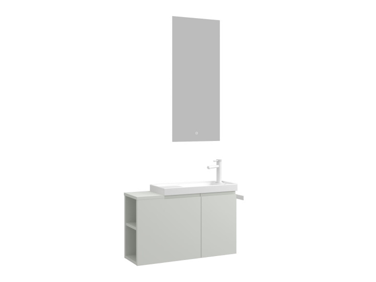 Zestaw szafki pod umywalkę z lustrem (2 elementy) „Ferla 80” – 80 x 22 x 45 cm – matowy kolor kaszmiru