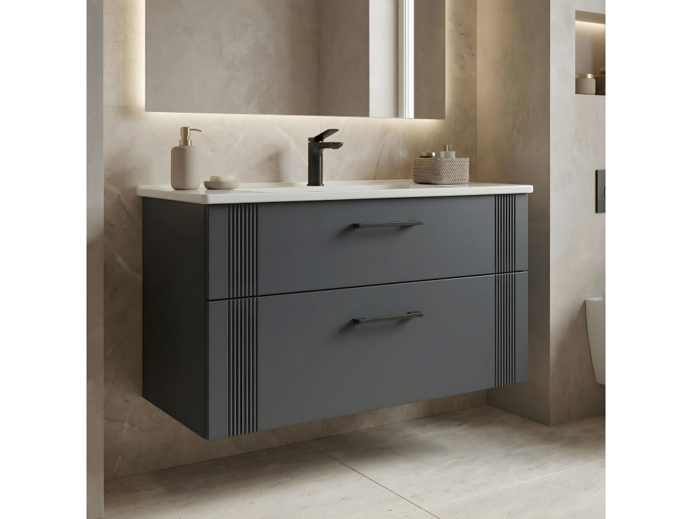 Szafka pod umywalkę „Bari 100 v2” – 100 x 45 x 55 cm – matowy antracyt