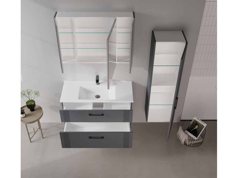 Szafka pod umywalkę „Bari 100 v2” – 100 x 45 x 55 cm – matowy antracyt