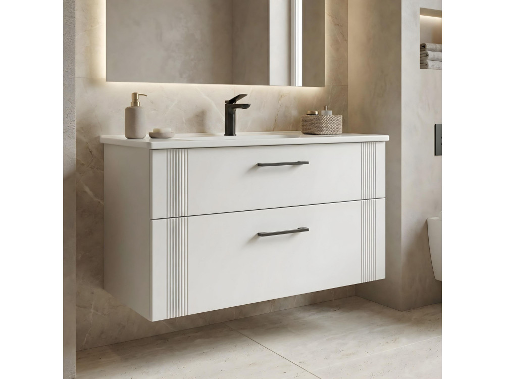 Szafka pod umywalkę „Bari 100 v2” – 100 x 45 x 55 cm – matowa biel