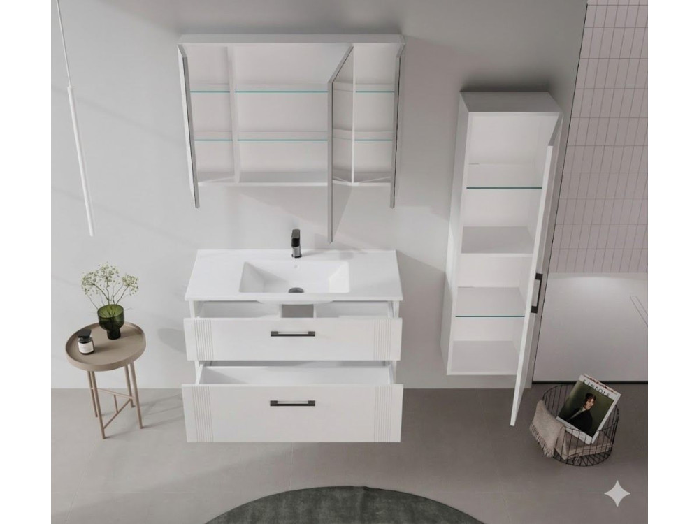 Szafka pod umywalkę „Bari 100 v2” – 100 x 45 x 55 cm – matowa biel