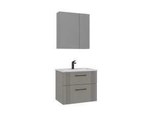 Zestaw szafki pod umywalkę z lustrem (2 elementy) „Bari 65 v2” – 65 x 45 x 55 cm – matowy kolor kaszmir