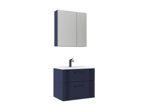 Zestaw szafki pod umywalkę z lustrem (2 elementy) „Bari 65 v2” – 65 x 45 x 55 cm – matowy granatowy