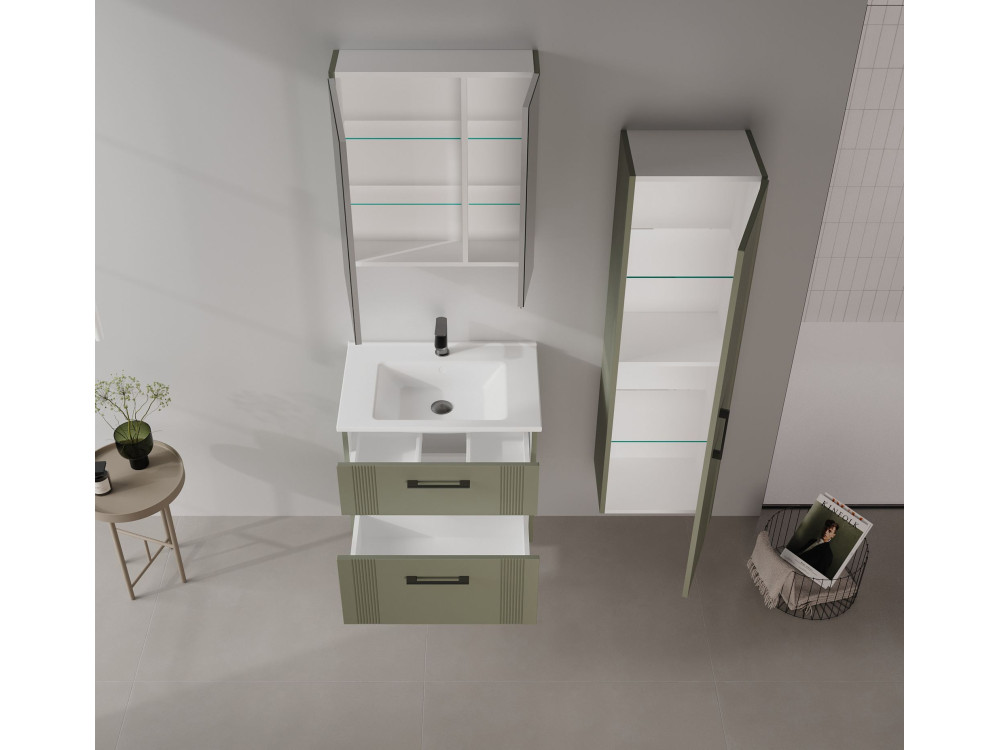 Szafka pod umywalkę „Bari 65 v2” – 65 x 45 x 55 cm – matowa zieleń