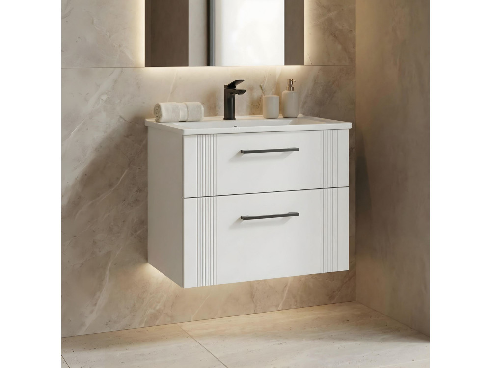 Szafka pod umywalkę „Bari 65 v2” – 65 x 45 x 55 cm – matowa biel