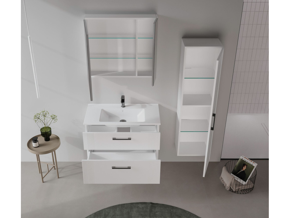 Szafka pod umywalkę „Bari 85 v2” – 85 x 45 x 55 cm – matowa biel