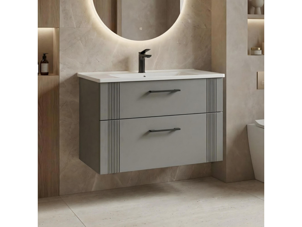 Szafka pod umywalkę „Bari 85 v2” – 85 x 45 x 55 cm – matowy kolor Cashmere