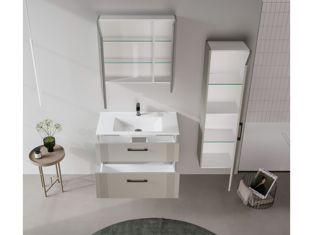 Szafka pod umywalkę „Bari 85 v2” – 85 x 45 x 55 cm – matowy kolor Cashmere