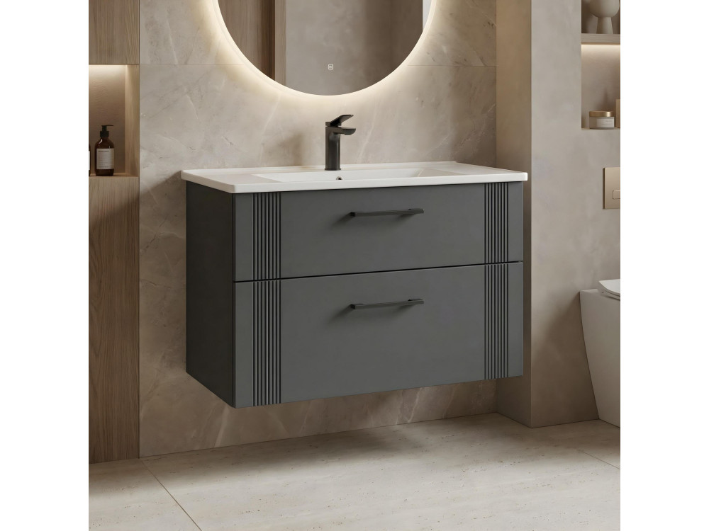 Szafka pod umywalkę „Bari 85 v2” – 85 x 45 x 55 cm – matowy antracyt