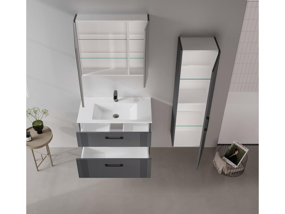 Szafka pod umywalkę „Bari 85 v2” – 85 x 45 x 55 cm – matowy antracyt