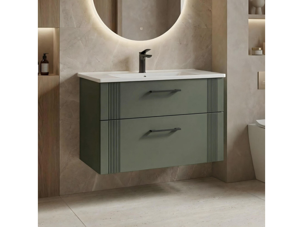 Szafka pod umywalkę „Bari 85 v2” – 85 x 45 x 55 cm – matowa zieleń