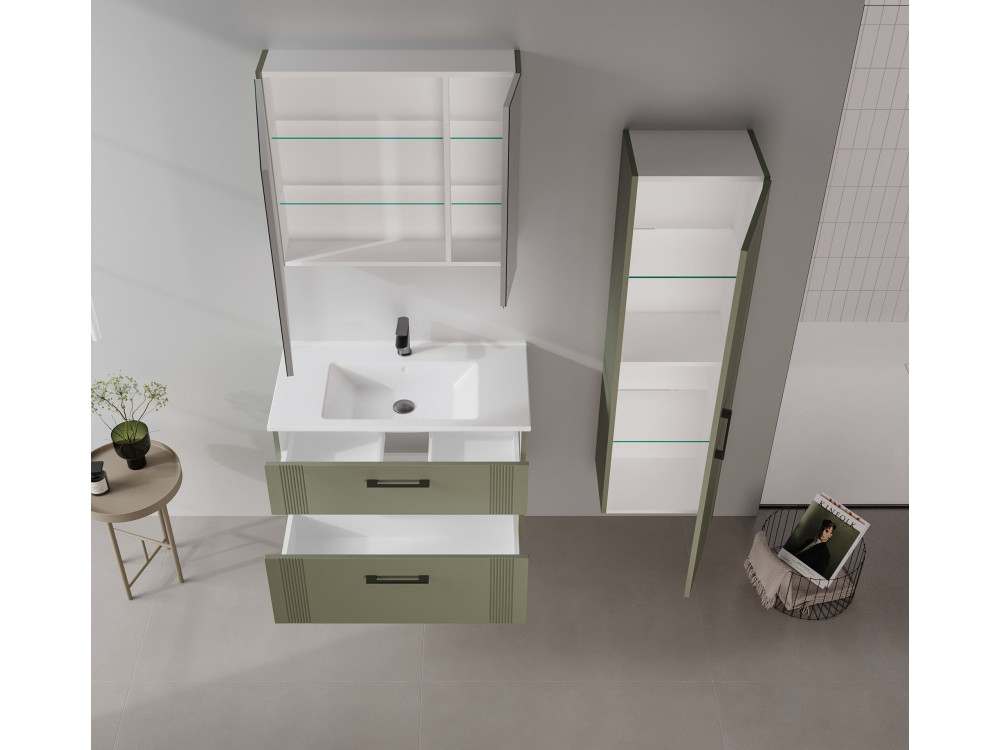 Szafka pod umywalkę „Bari 85 v2” – 85 x 45 x 55 cm – matowa zieleń