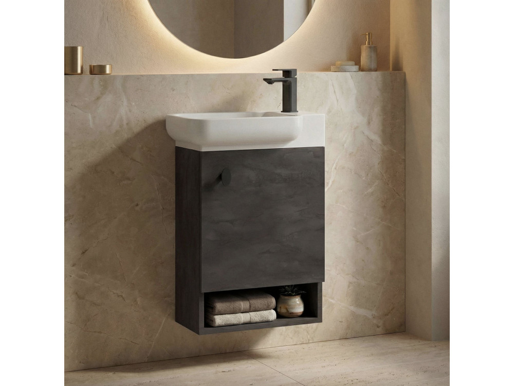 Szafka pod umywalkę „Begonya 55” – 53 x 33 x 75 cm – antracyt / kość słoniowa