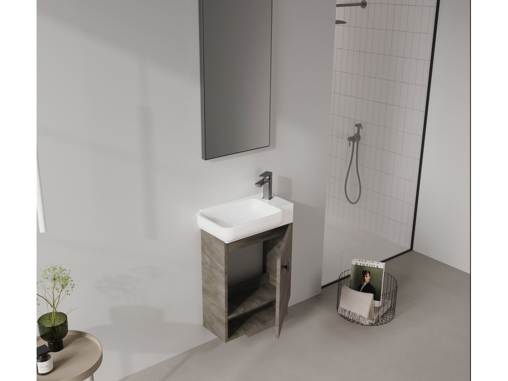 Szafka pod umywalkę „Begonya 55” – 53 x 33 x 75 cm – antracyt / kość słoniowa
