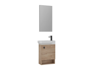 Zestaw szafki pod umywalkę z lustrem (2 elementy) „Begonya 55” – 53 x 33 x 75 cm – dąb